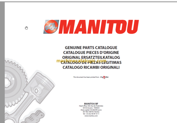 Manitou MLT 1035 L S5 E3 PARTS CATALOGUE