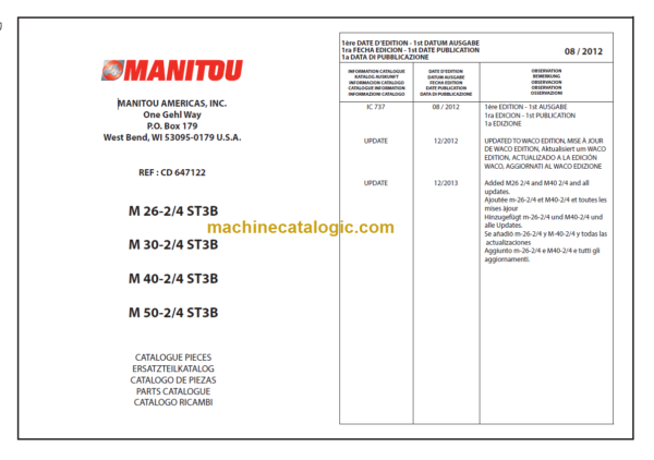 MANITOU M 40-4 ST3B PARTS CATALOGUE