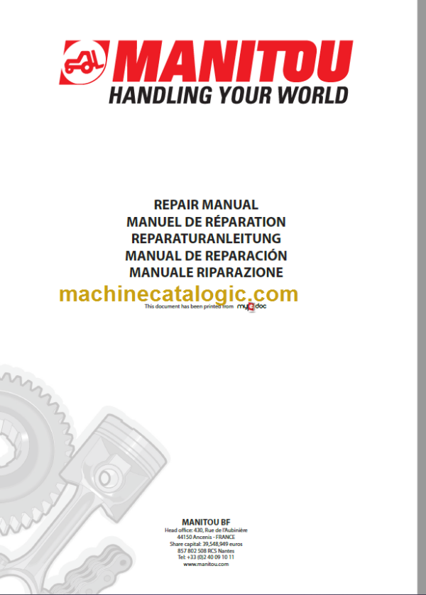 Manitou MHT 7140-10160-10210 L M Series REPAIR MANUAL