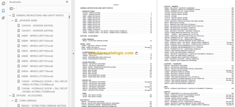 Manitou MLT 634 SE E3 Parts Catalogue