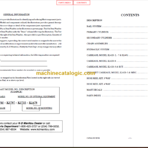 MANITOU 1400 Series Parts Manual