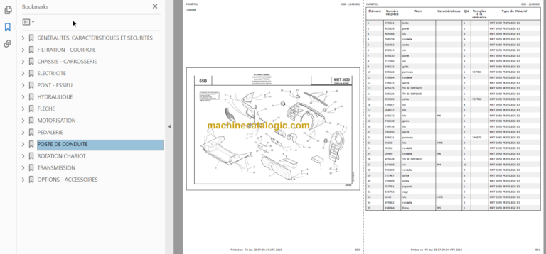 Manitou MRT 3050 PRIVILEGE E3 PARTS CATALOGUE