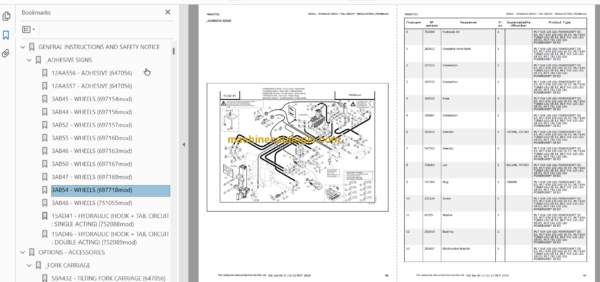 Manitou MLT 634 SE E3 Parts Catalogue