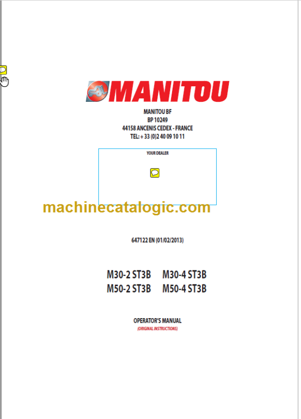 MANITOU M30-4 ST3B OPERATOR’S MANUAL