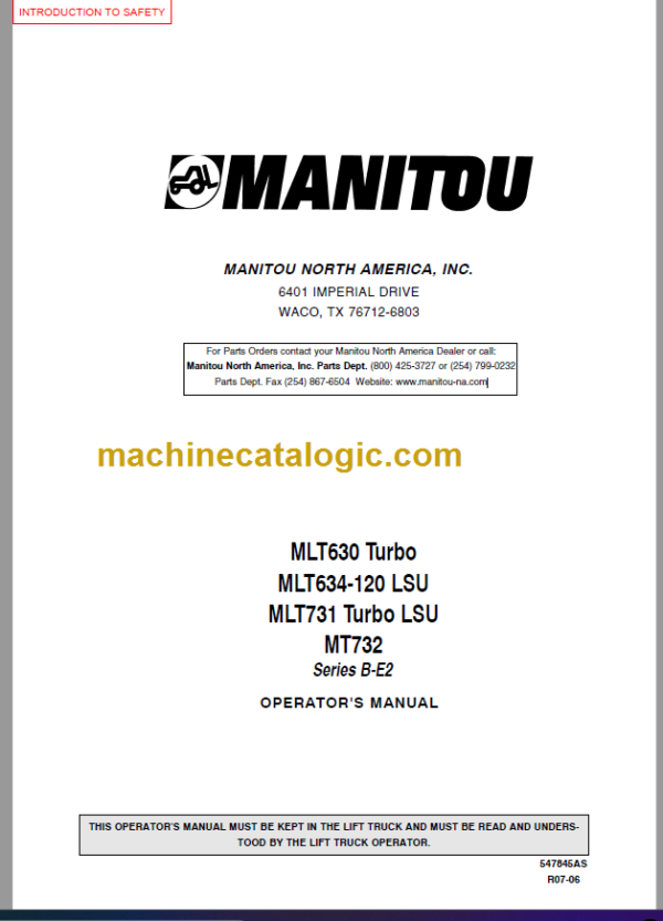 Manitou MLT 634-120 LSU Series B-E2 Operator's Manual