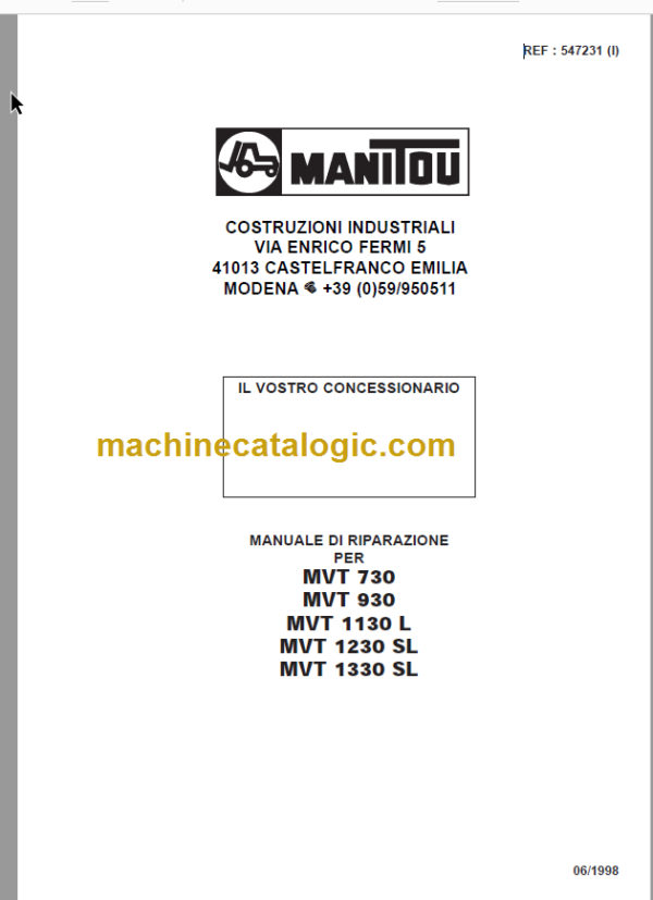 Manitou MVT 1330 SL OPERATOR'S MANUAL FR