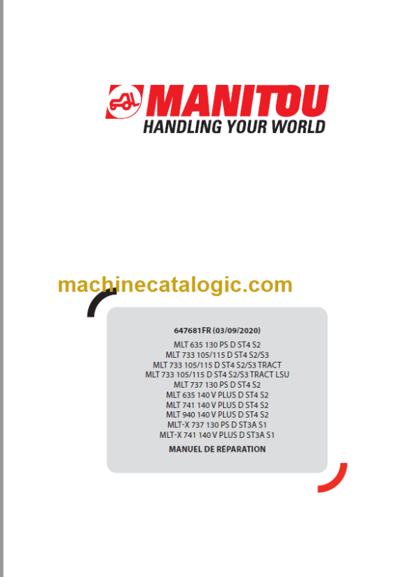 Manitou MLT 940 D ST4 S2 FR Manuel De Réparation