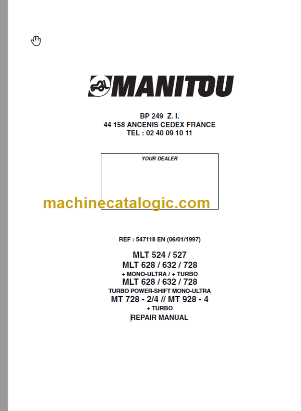 Manitou MLT 628 Repair Manual