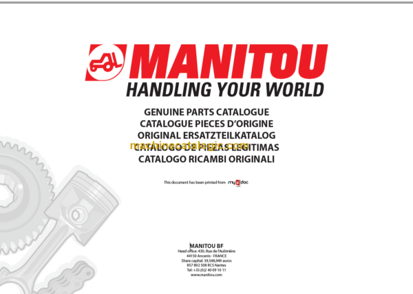 MANITOU CG 25P-CD 25P PARTS CATALOGUE 2019