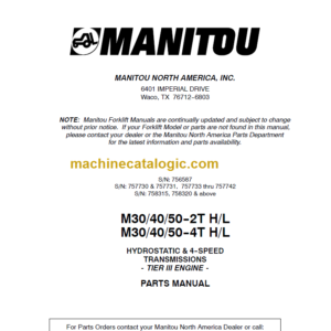 MANITOU M30-40-50-2T H L PARTS MANUAL