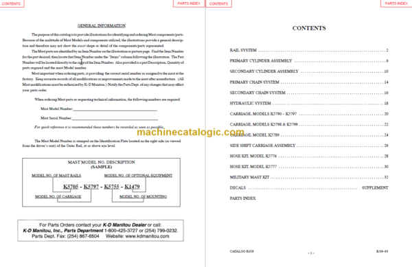 MANITOU 5700 Series Parts Manual