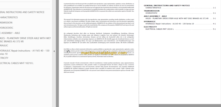 Manitou MHT 10160 M Series REPAIR MANUAL