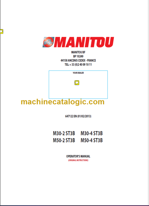 MANITOU M50-2 ST3B OPERATOR’S MANUAL