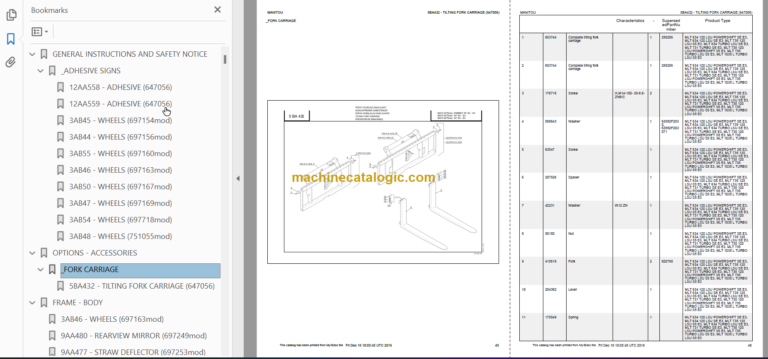 Manitou MLT 1035 L TURBO LSU S5 E3 PARTS CATALOGUE