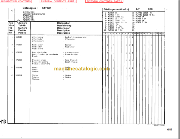 Manitou MLT 730TW (120) LS Series A PARTS MANUAL