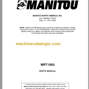 Manitou MRT 1850 PARTS MANUAL