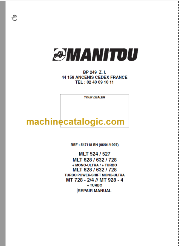 Manitou MLT 632 Repair Manual