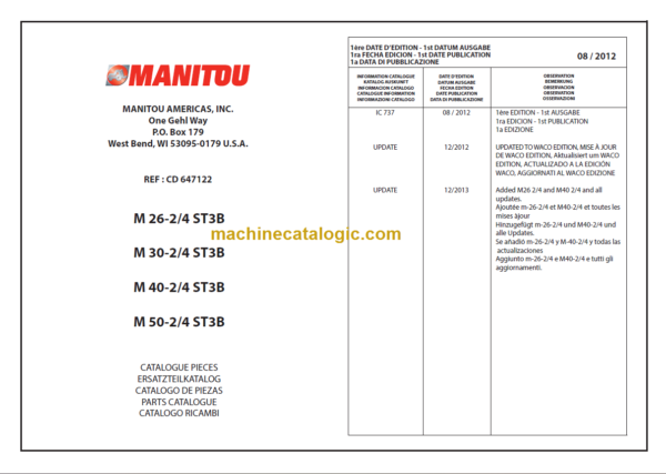 MANITOU M 50-4 ST3B PARTS CATALOGUE