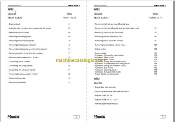 Manitou MVT 628 T Comfort Line Repair Manual