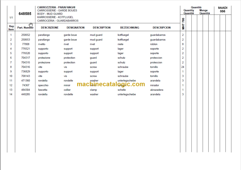 Manitou MHT 780 E3 PARTS CATALOGUE