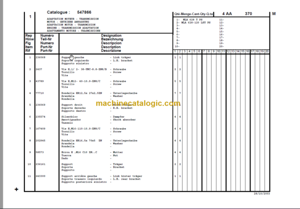 Manitou MLA 628 LSU SERIES 3-E2 PARTS MANUAL