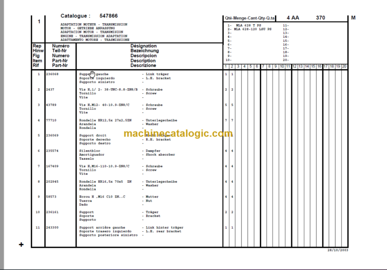 Manitou MLA 628 LSU SERIES 3-E2 PARTS MANUAL