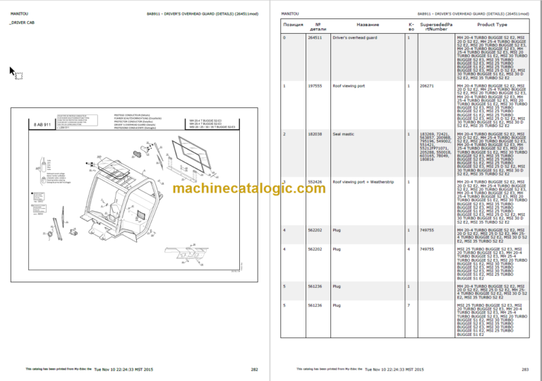 MANITOU MH 20-4T PARTS CATALOGUE