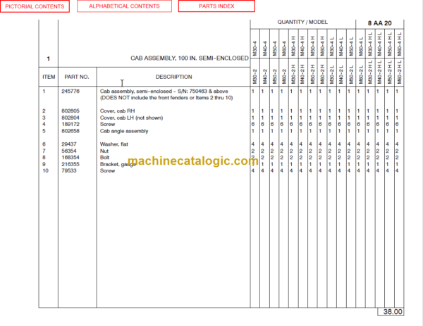 MANITOU M30-40-50 4 H L TIER I PARTS MANUAL