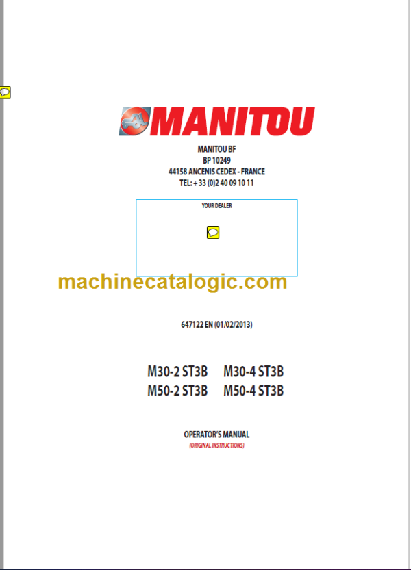 MANITOU M50-4 ST3B OPERATOR’S MANUAL