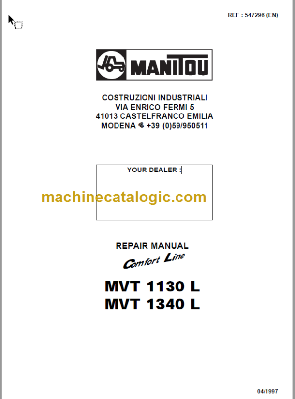 Manitou MVT 1130 Comfort Line REPAIR MANUAL