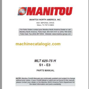 Manitou MLT 625 S1-E3 PARTS MANUAL