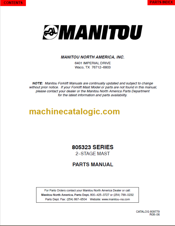 MANITOU 805323 Series Parts Manual