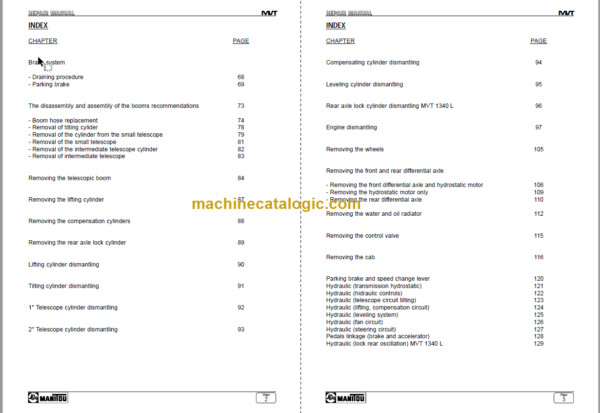 Manitou MVT 1130 Comfort Line REPAIR MANUAL