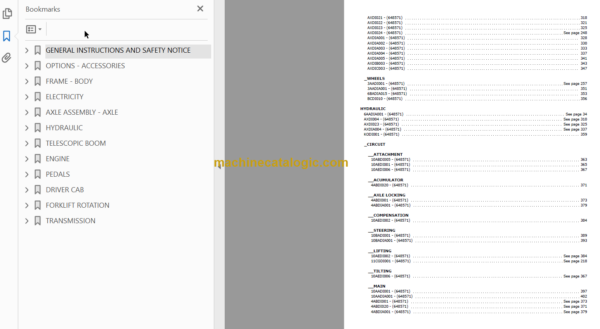 Manitou MRT 1440 400 1104D 44T PARTS CATALOGUE