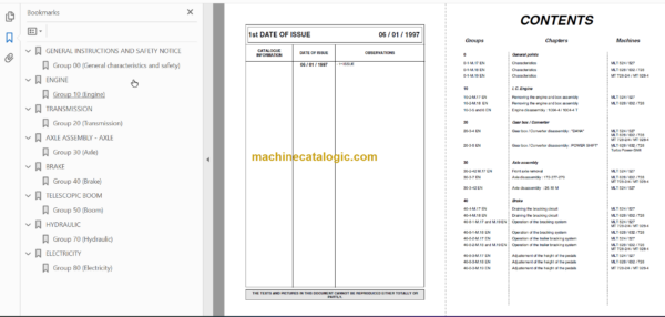 Manitou MLT 728 Repair Manual