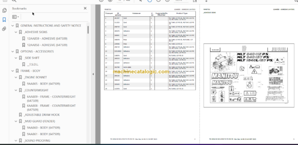 Manitou MLT 840-137 PS 2015 PARTS CATALOGUE