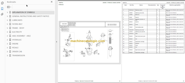 MANITOU MC-X 18-2 D K ST3A S1 PARTS CATALOGUE