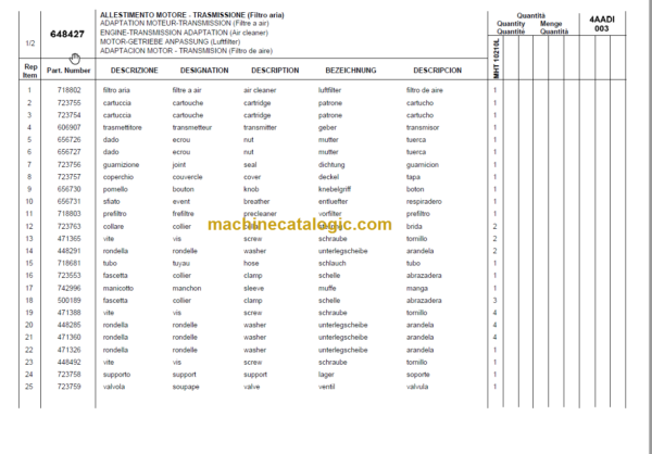 Manitou MHT 10210L PARTS MANUALS