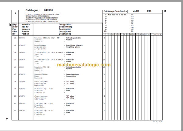 Manitou MLT 625 S1-E3 PARTS MANUAL