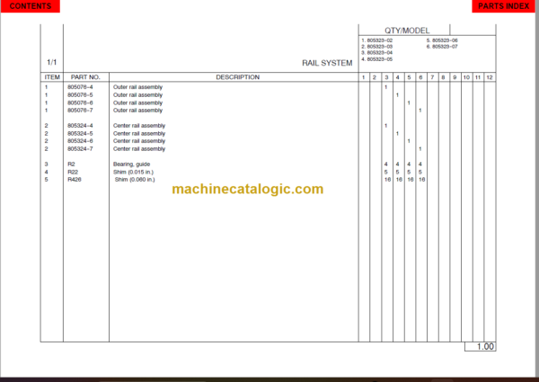 MANITOU 805323 Series Parts Manual