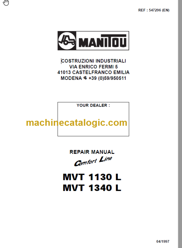 Manitou MVT 1340 Comfort Line REPAIR MANUAL