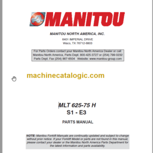 Manitou MLT 625-75 H S1-E3 PARTS MANUAL