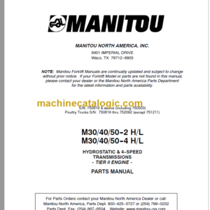 MANITOU M30-40-50-2 HL PARTS MANUAL