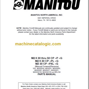 MANITOU M2 30 CP-PXL-G PARTS MANUAL