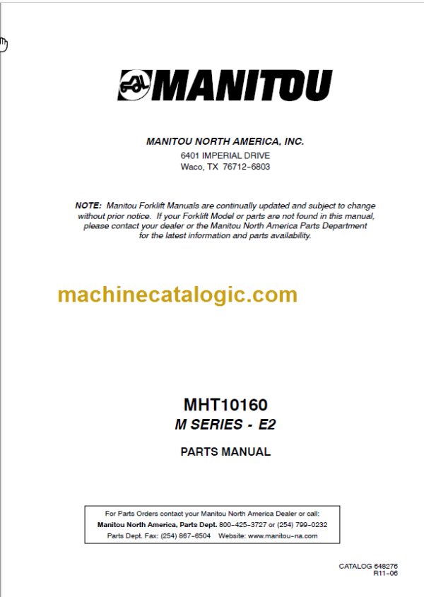 Manitou MHT 10160 M SERIES-E2 PARTS MANUAL