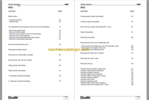 Manitou MVT 1340 Comfort Line REPAIR MANUAL