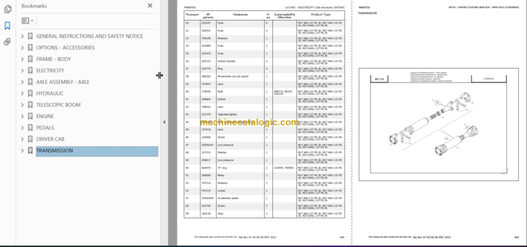 Manitou MLT 1040L PARTS CATALOGUE