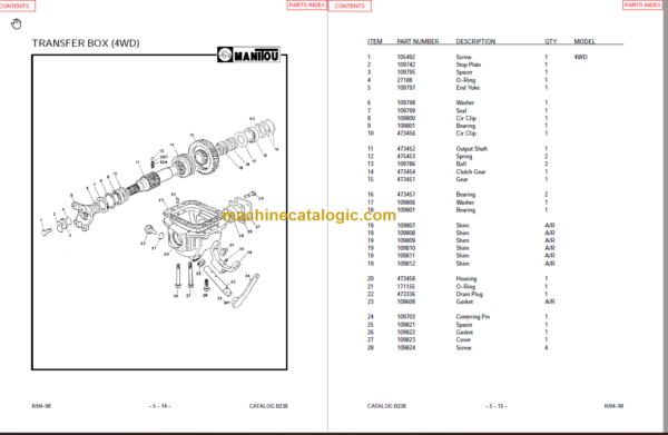 MANITOU M2 30 CP-PXL-G PARTS MANUAL