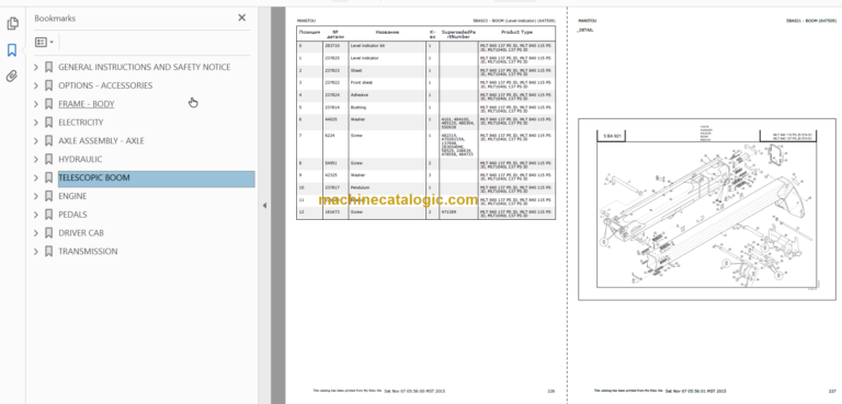 Manitou MLT 1040L PARTS CATALOGUE