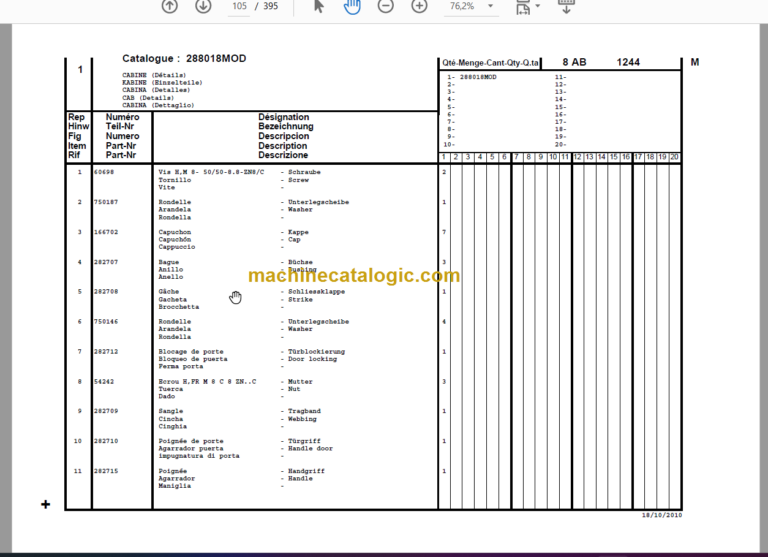 Manitou MLT 625-75 H S1-E3 PARTS MANUAL
